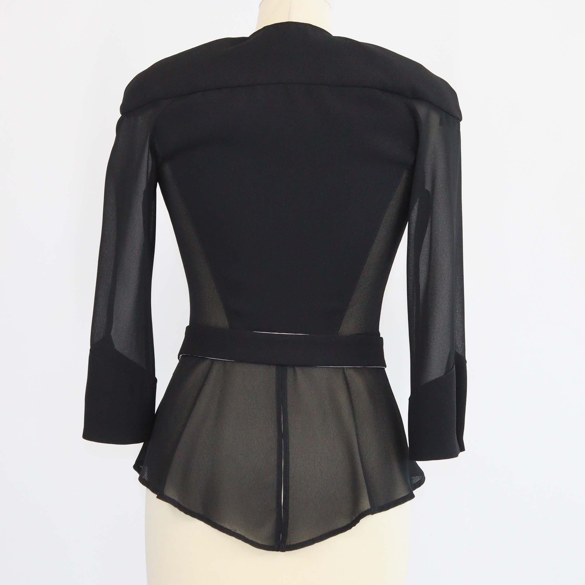 Elisabetta Franchi Black Belted Crepe Cropped Blazer