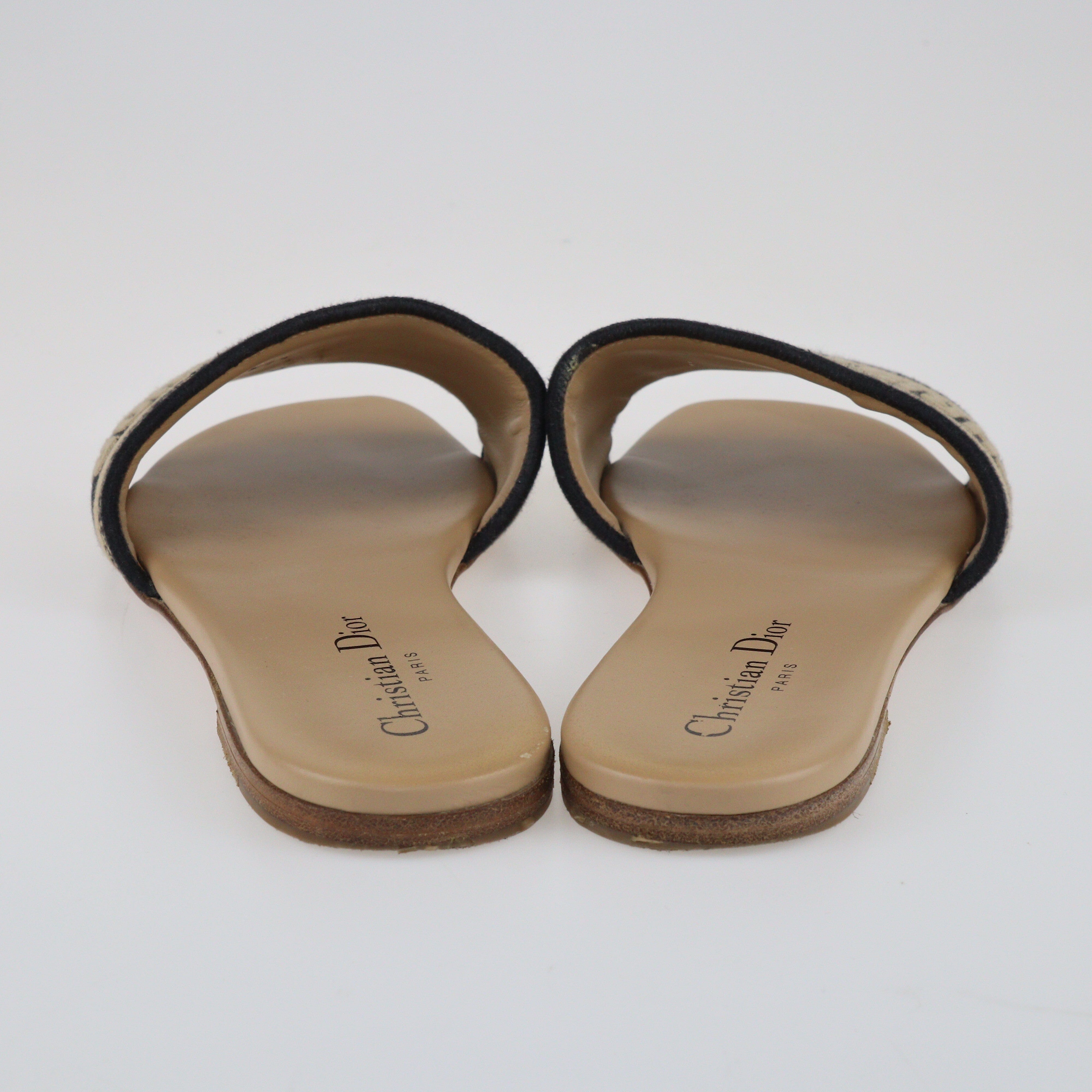 Beige/Dark Navy Dway Flat Shoes Christian Dior 