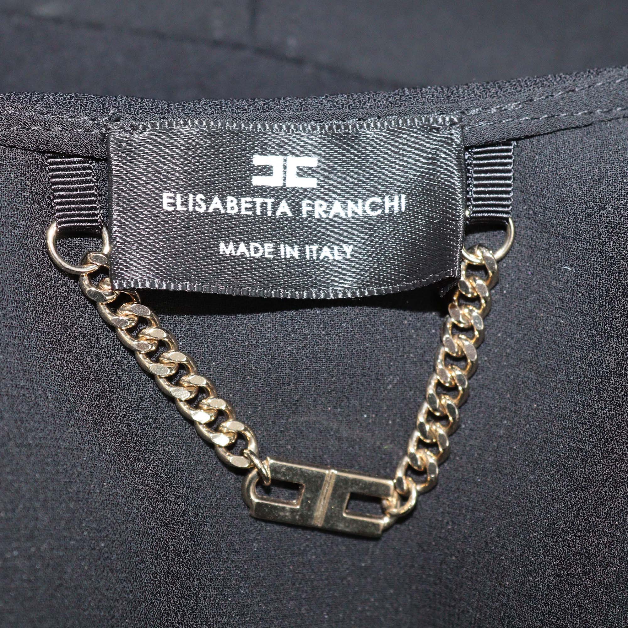 Elisabetta Franchi Black Belted Crepe Cropped Blazer