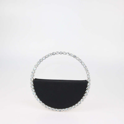 L'Alingi Black Satin Crystal Embellished Eternity Clutch Bag