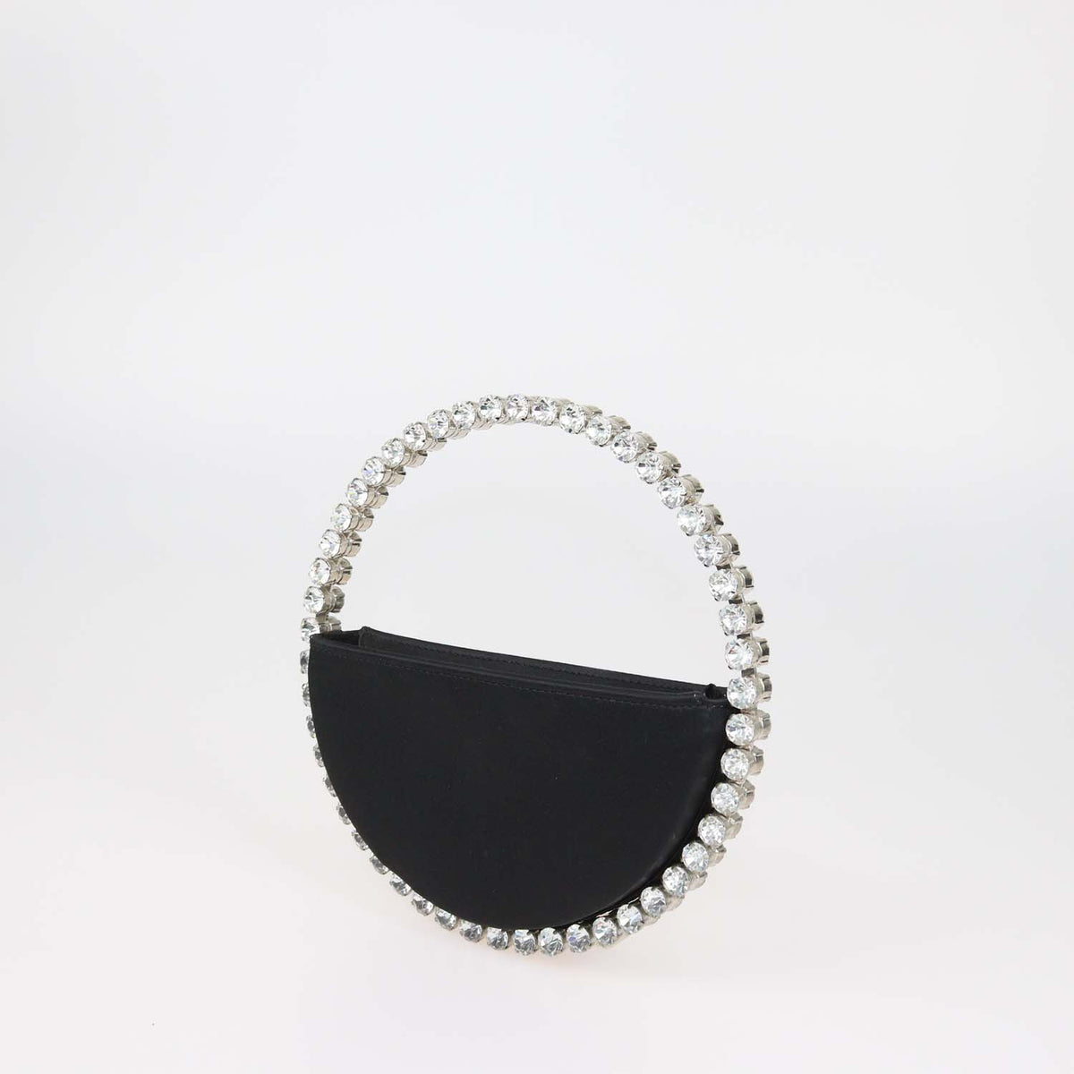 L'Alingi Black Satin Crystal Embellished Eternity Clutch Bag