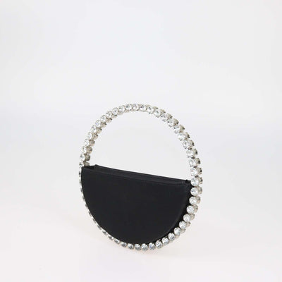 L'Alingi Black Satin Crystal Embellished Eternity Clutch Bag
