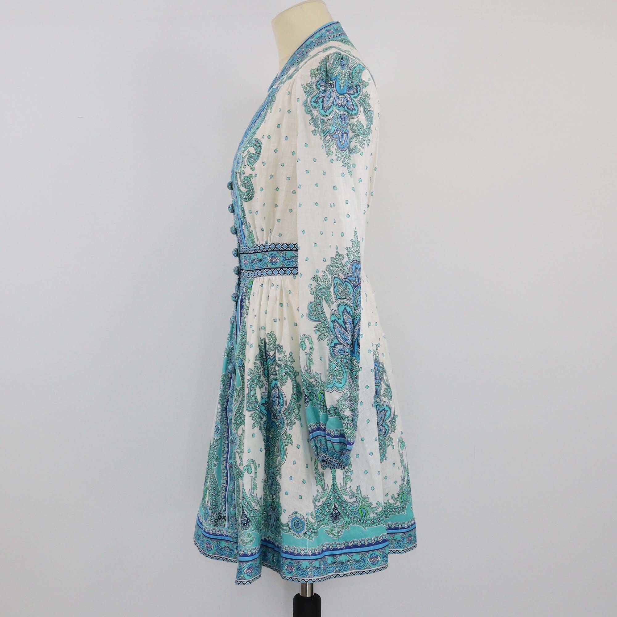 Zimmermann Blue/White Bells Paisley Midi Dress Womens Zimmermann 