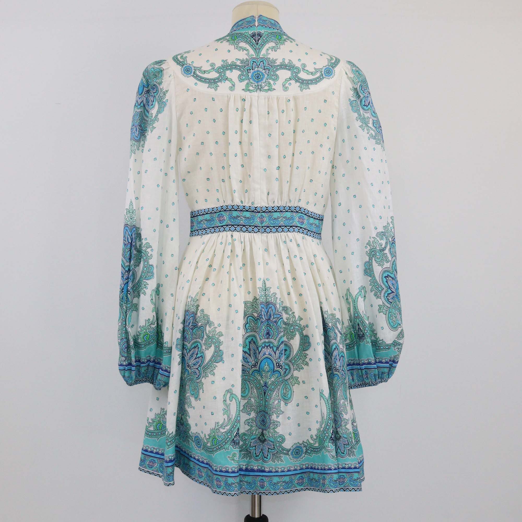 Zimmermann Blue/White Bells Paisley Midi Dress Womens Zimmermann 