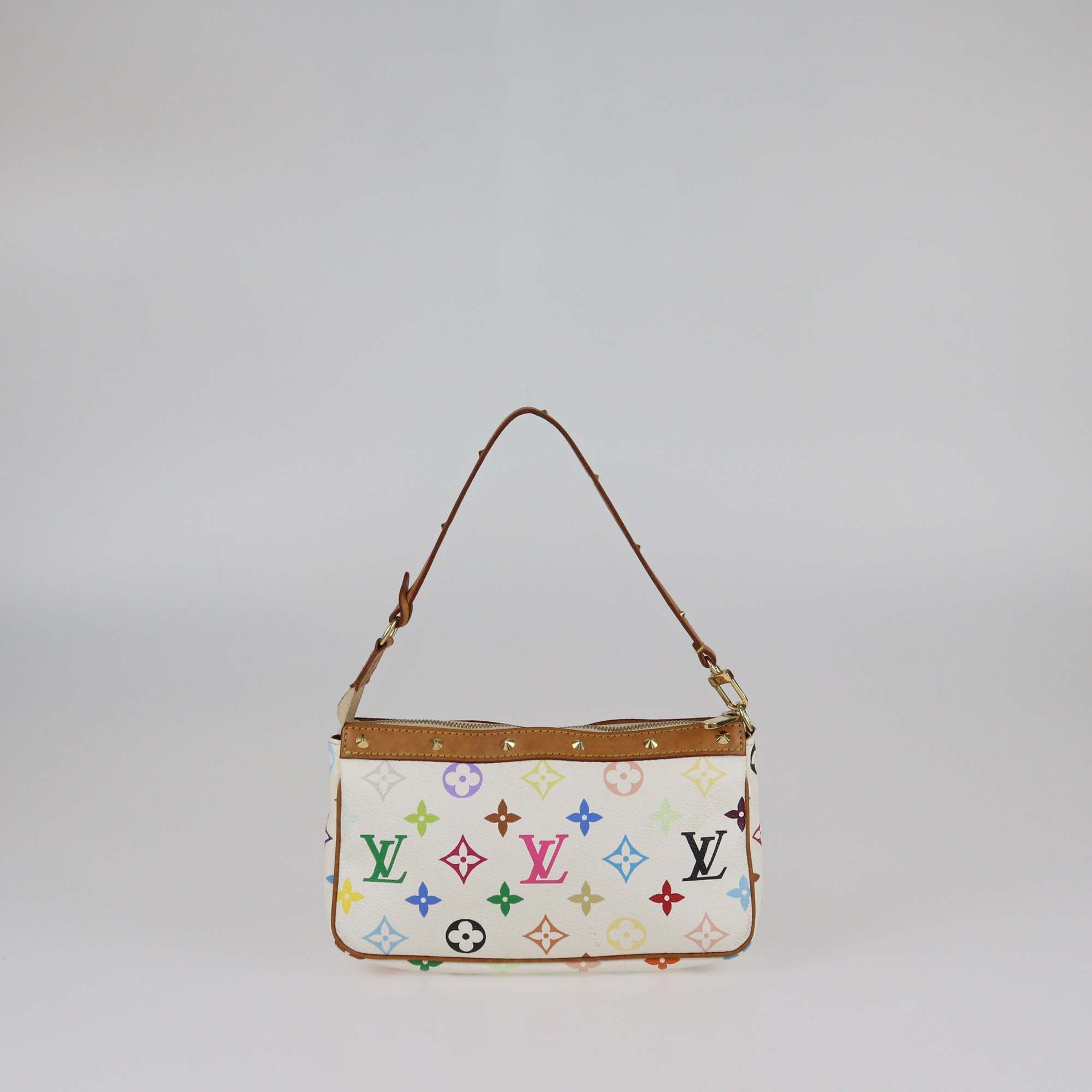 Louis Vuitton White Multicolor Canvas Pochette Accessoires