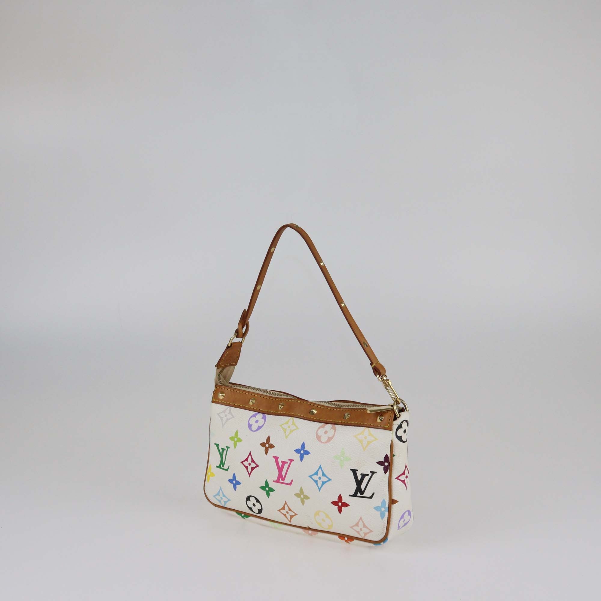 Louis Vuitton White Multicolor Canvas Pochette Accessoires