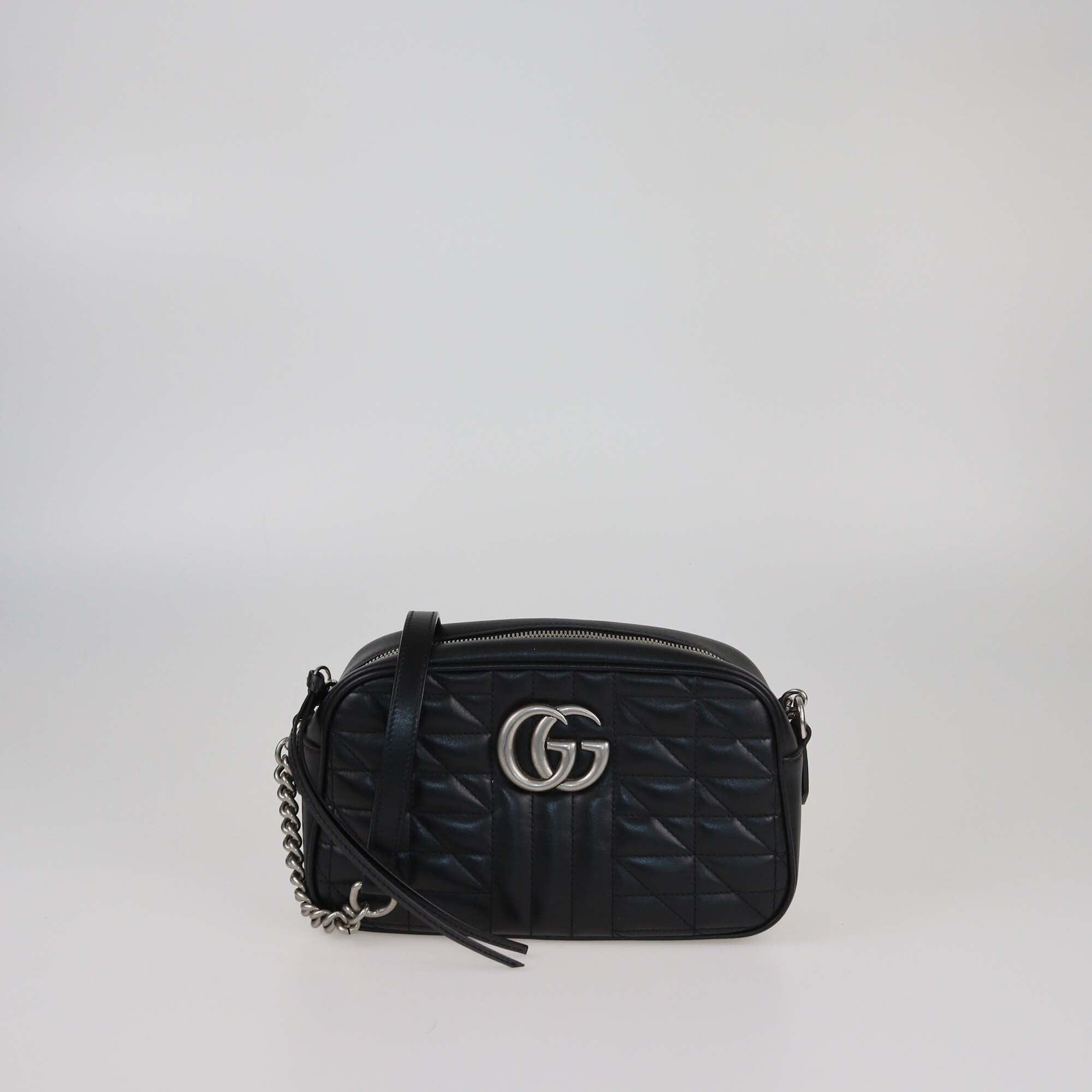 Gucci Black Mix Matelasse Small GG Marmont Camera Shoulder Bag Womens Gucci 