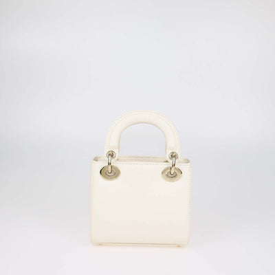 Christian Dior Cream Lizard Mini Lady Dior Tote