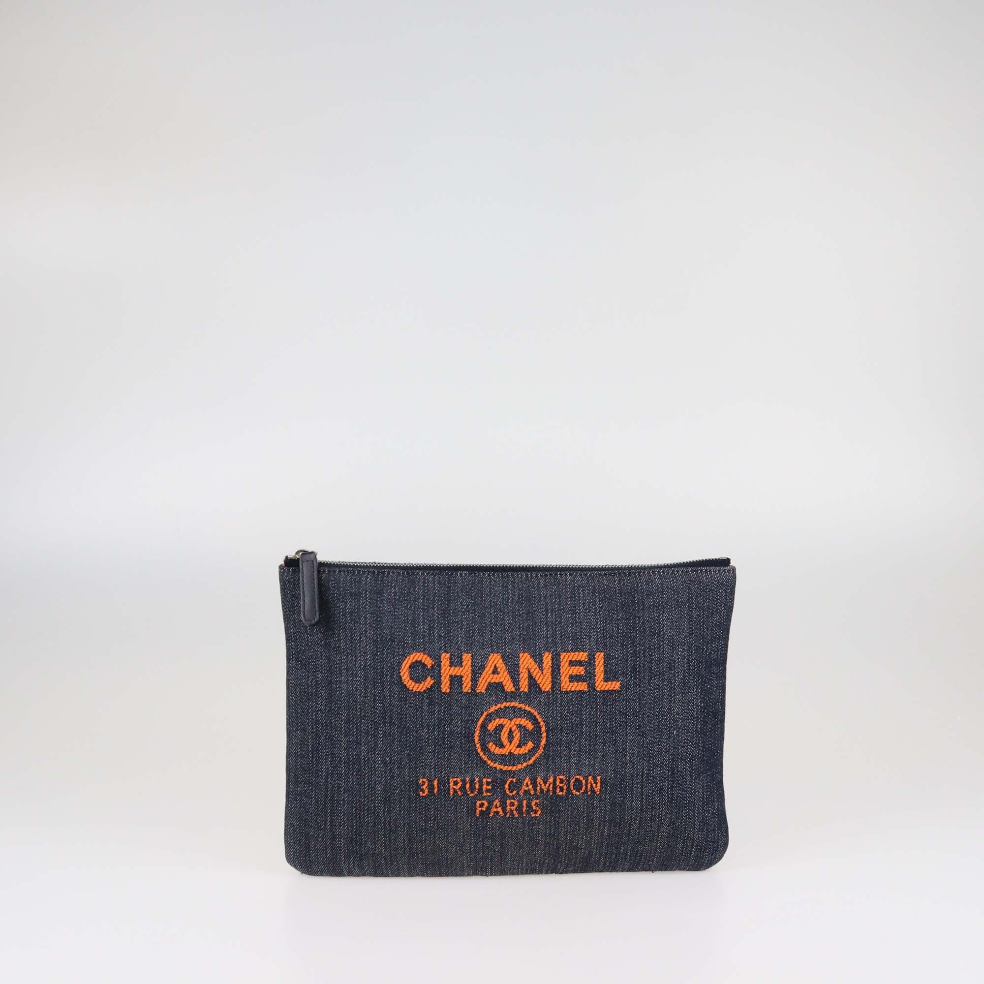 Chanel Blue Medium Denim Deauville O Case Clutch