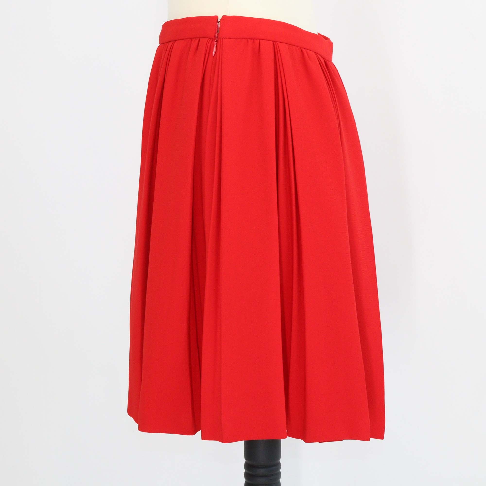 Miu Miu Red Crepe Pleated Mini Skirt