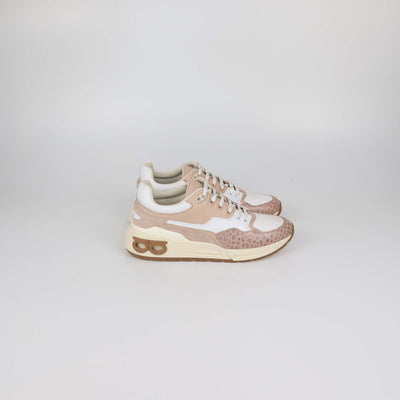Salvatore Ferragamo Beige/White Leather and Mesh Cosma Low Top Sneakers