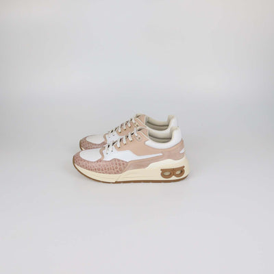 Salvatore Ferragamo Beige/White Leather and Mesh Cosma Low Top Sneakers