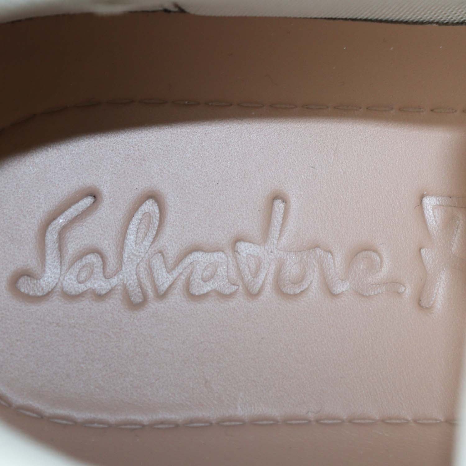 Salvatore Ferragamo Beige/White Leather and Mesh Cosma Low Top Sneakers