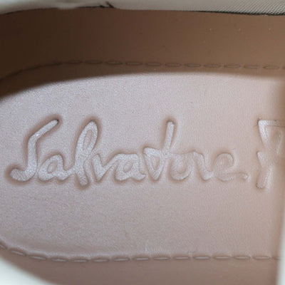Salvatore Ferragamo Beige/White Leather and Mesh Cosma Low Top Sneakers