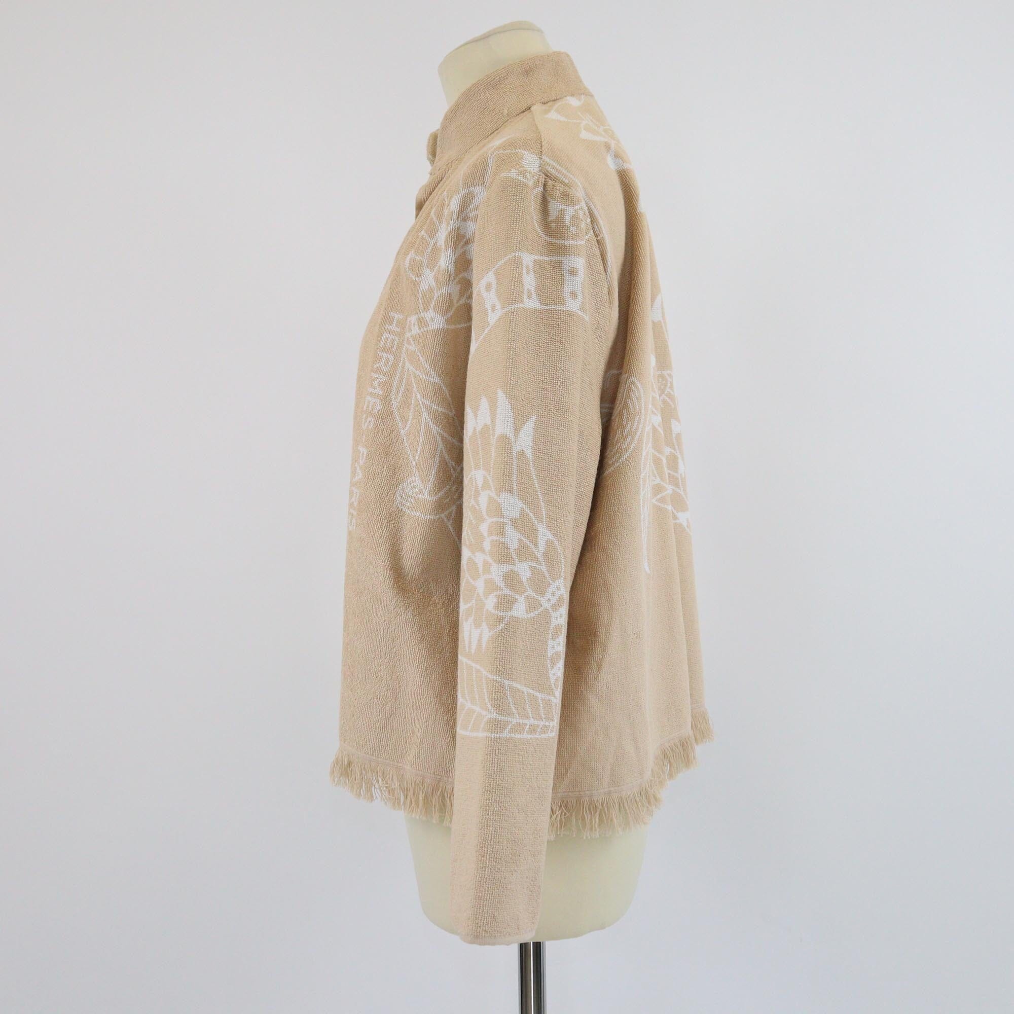 Lilyeve Brown Flower Print Towel Open Sweat Jacket Womens Lilyeve 