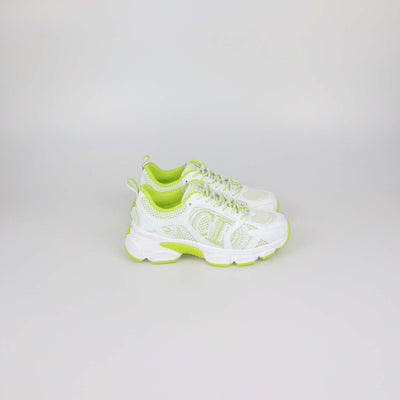 Christian Dior White, Yellow Green Technical Mesh Dior Chrono Sneakers