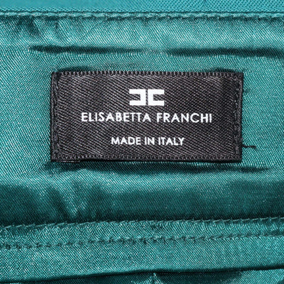 Elisabetta Franchi Green Logo Embellished Gonna Mini Skirt