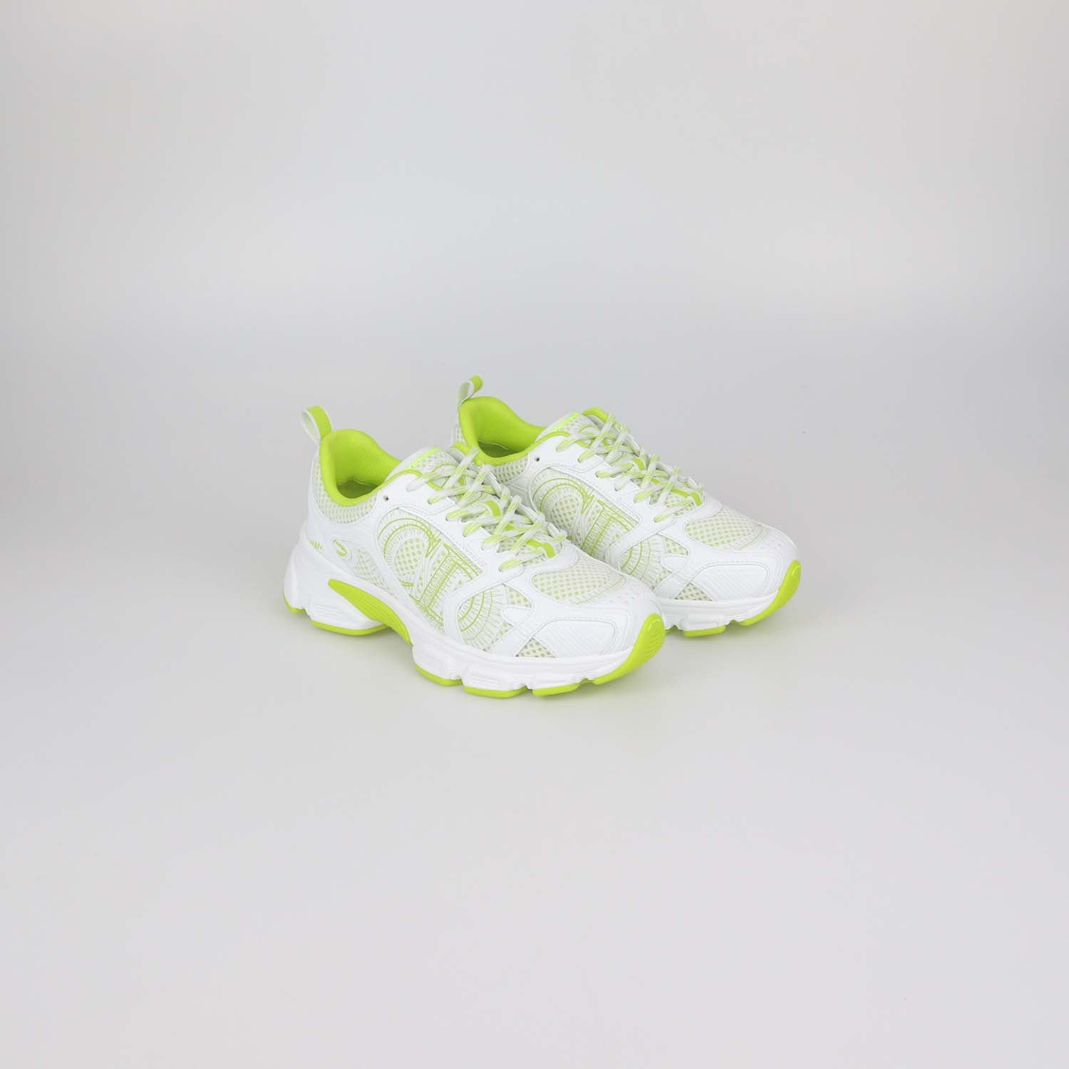Christian Dior White, Yellow Green Technical Mesh Dior Chrono Sneakers
