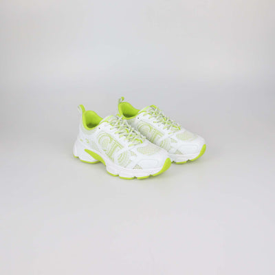 Christian Dior White, Yellow Green Technical Mesh Dior Chrono Sneakers
