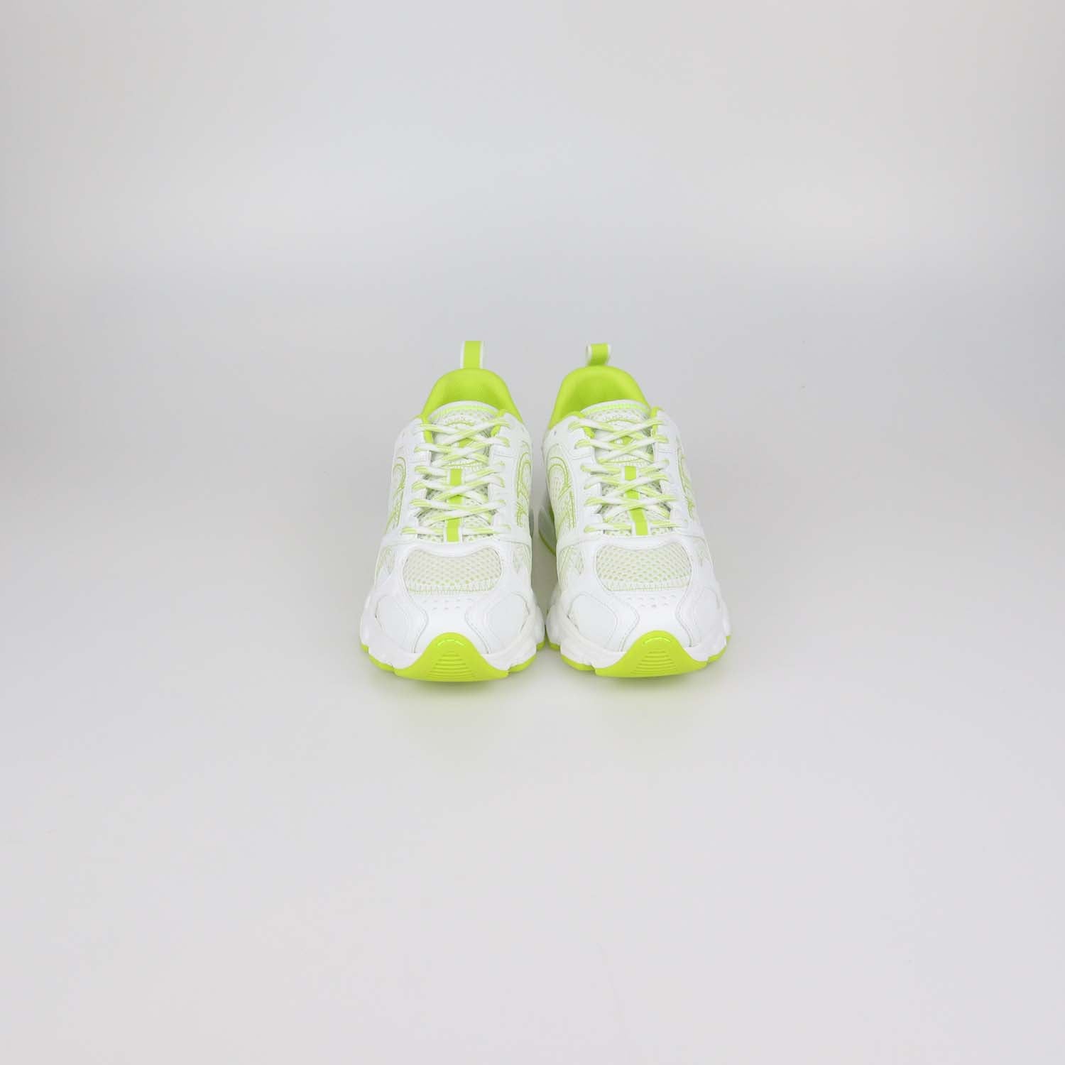 Christian Dior White, Yellow Green Technical Mesh Dior Chrono Sneakers