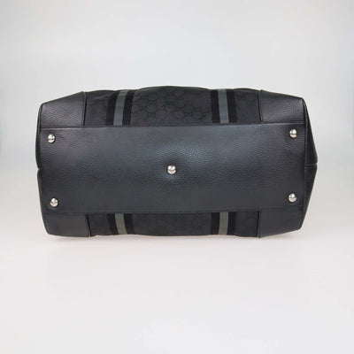 Gucci Black Canvas XL GG Nylon Web Duffle Bag