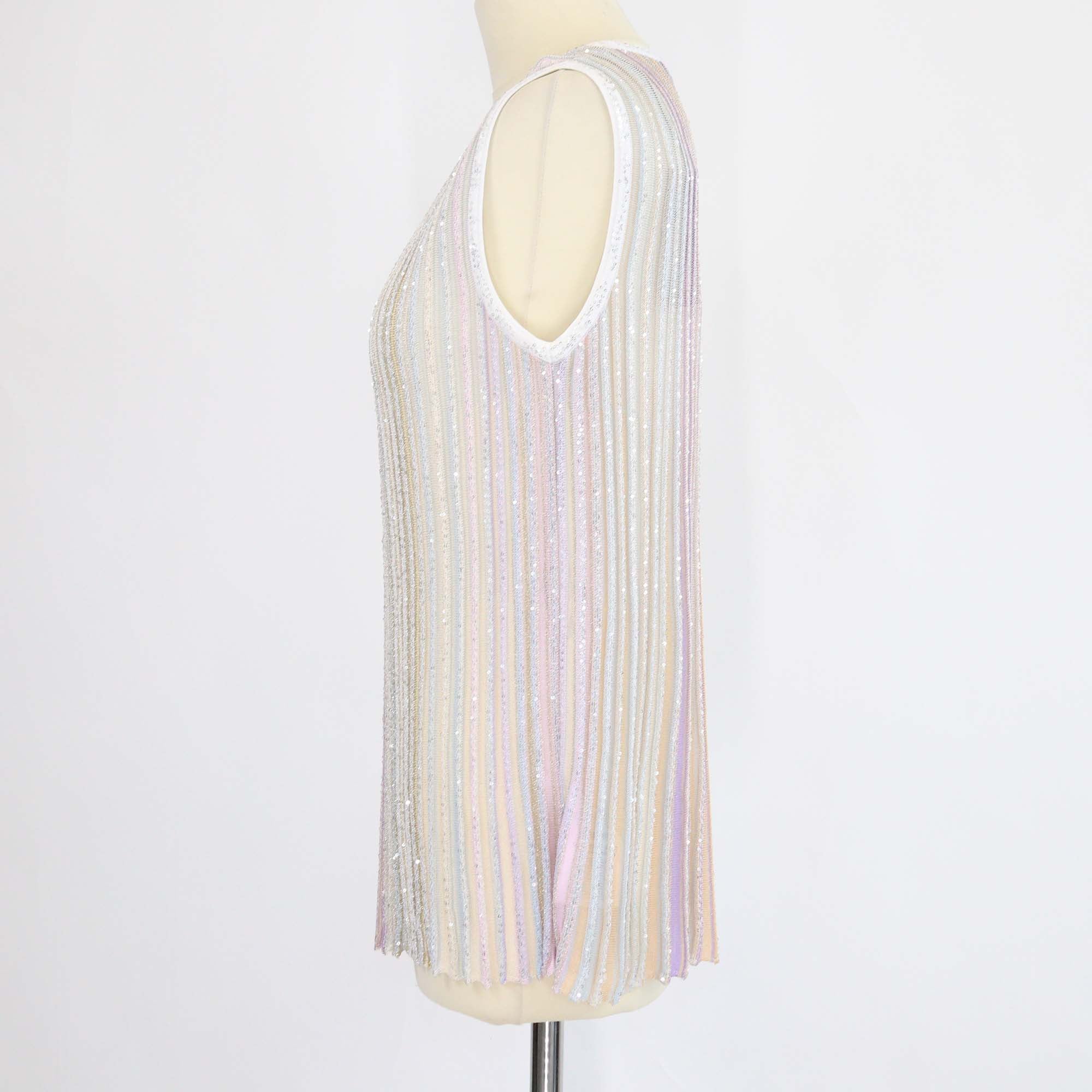 Missoni Multicolor Striped Sequins Embellished Knitted Tank Top
