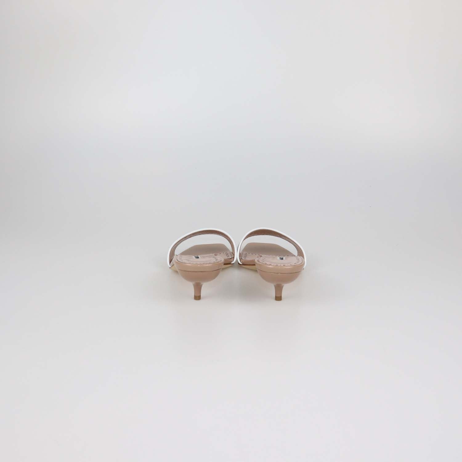 Manolo Blahnik Beige/White Patent Leather Helamu Sandals