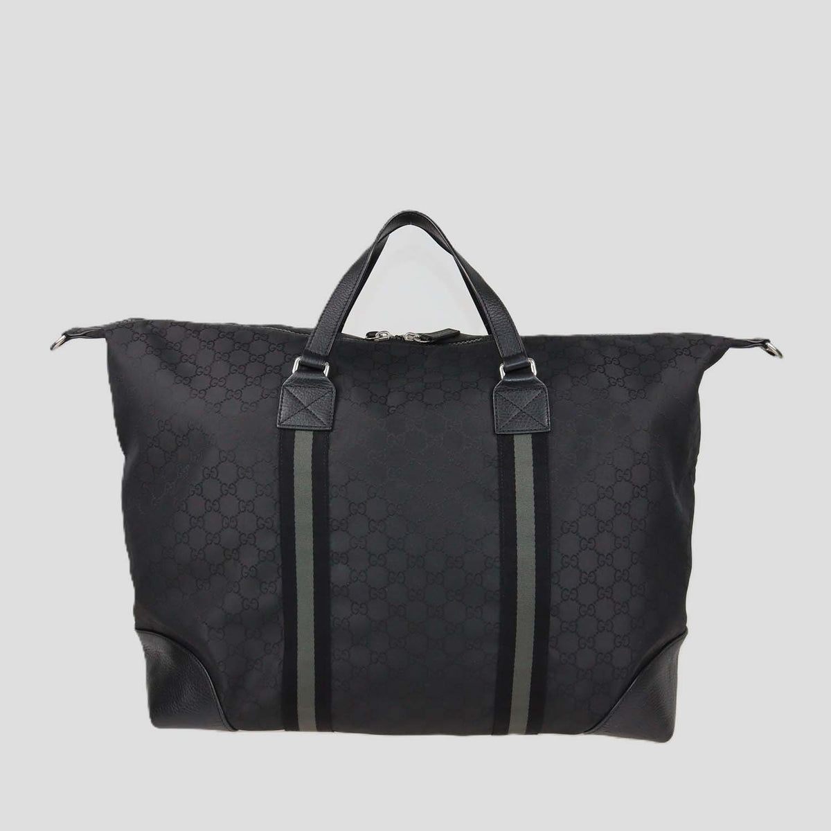 Gucci Black Canvas XL GG Nylon Web Duffle Bag