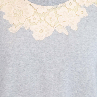 3.1 Phillip Lim Light Grey Cotton Floral Lace Trimmed Cropped Shirt