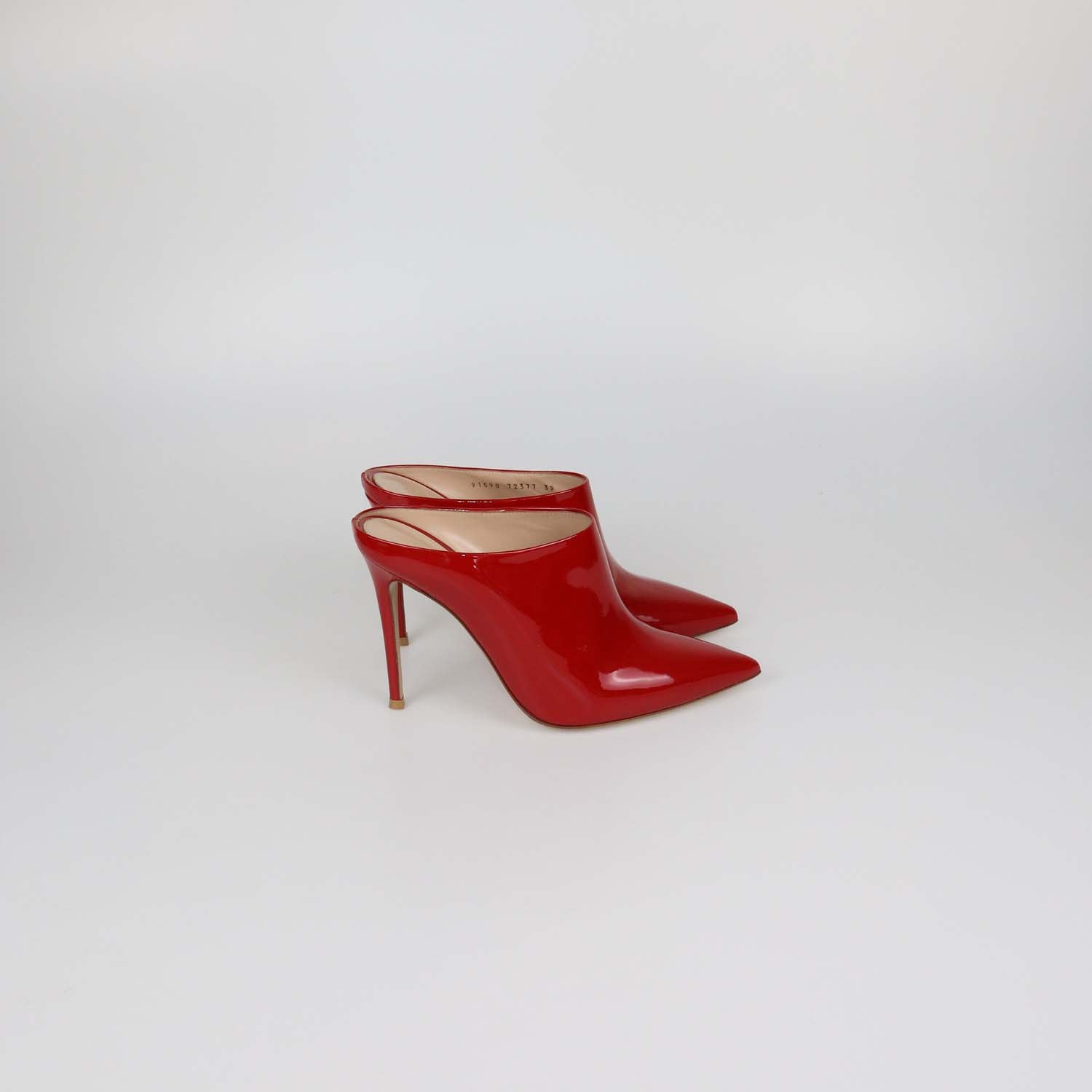 Gianvito Rossi Red Patent Leather Nova Pointed Toe Mules