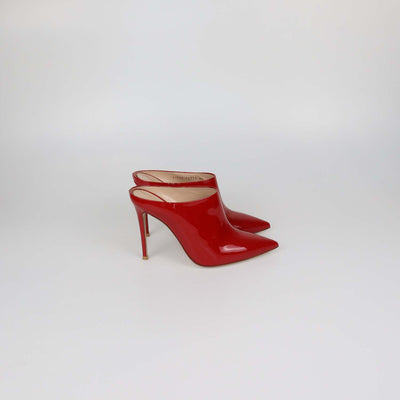Gianvito Rossi Red Patent Leather Nova Pointed Toe Mules
