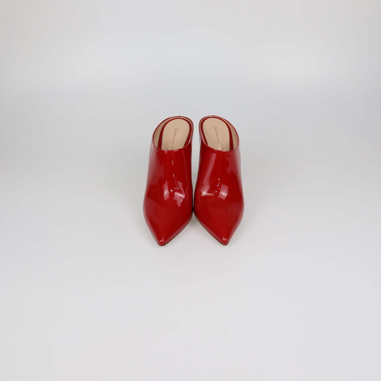 Gianvito Rossi Red Patent Leather Nova Pointed Toe Mules