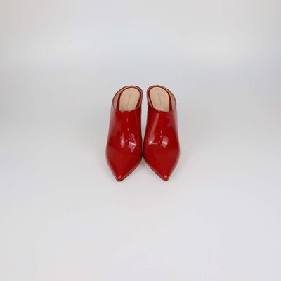 Gianvito Rossi Red Patent Leather Nova Pointed Toe Mules