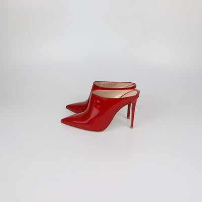 Gianvito Rossi Red Patent Leather Nova Pointed Toe Mules