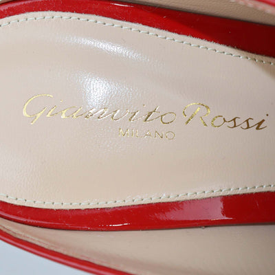 Gianvito Rossi Red Patent Leather Nova Pointed Toe Mules