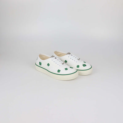 Christian Dior White/Green Canvas Clover Embroidered Saltwind Sneakers