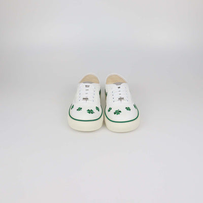 Christian Dior White/Green Canvas Clover Embroidered Saltwind Sneakers