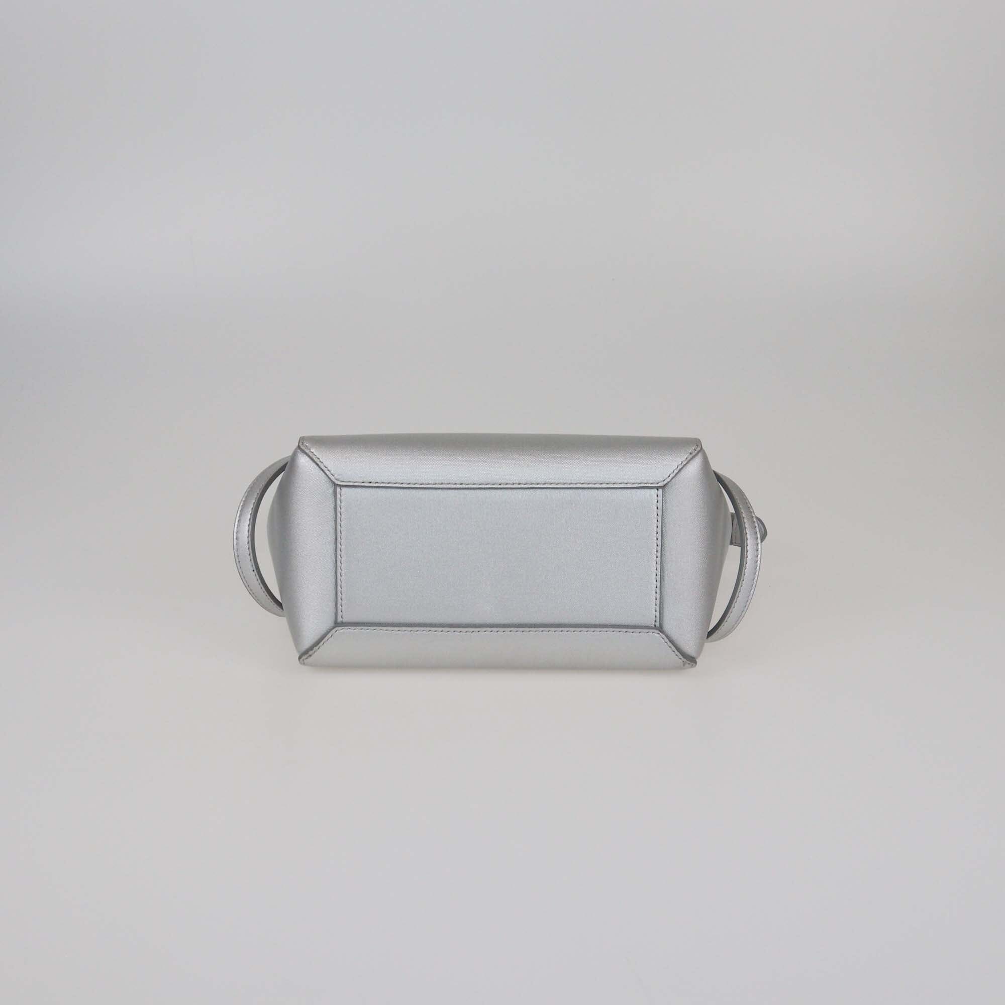 Celine Metallic Grey Nano Belt Top Handle Bag Womens Celine 