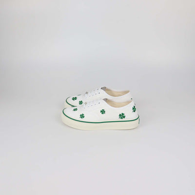 Christian Dior White/Green Canvas Clover Embroidered Saltwind Sneakers