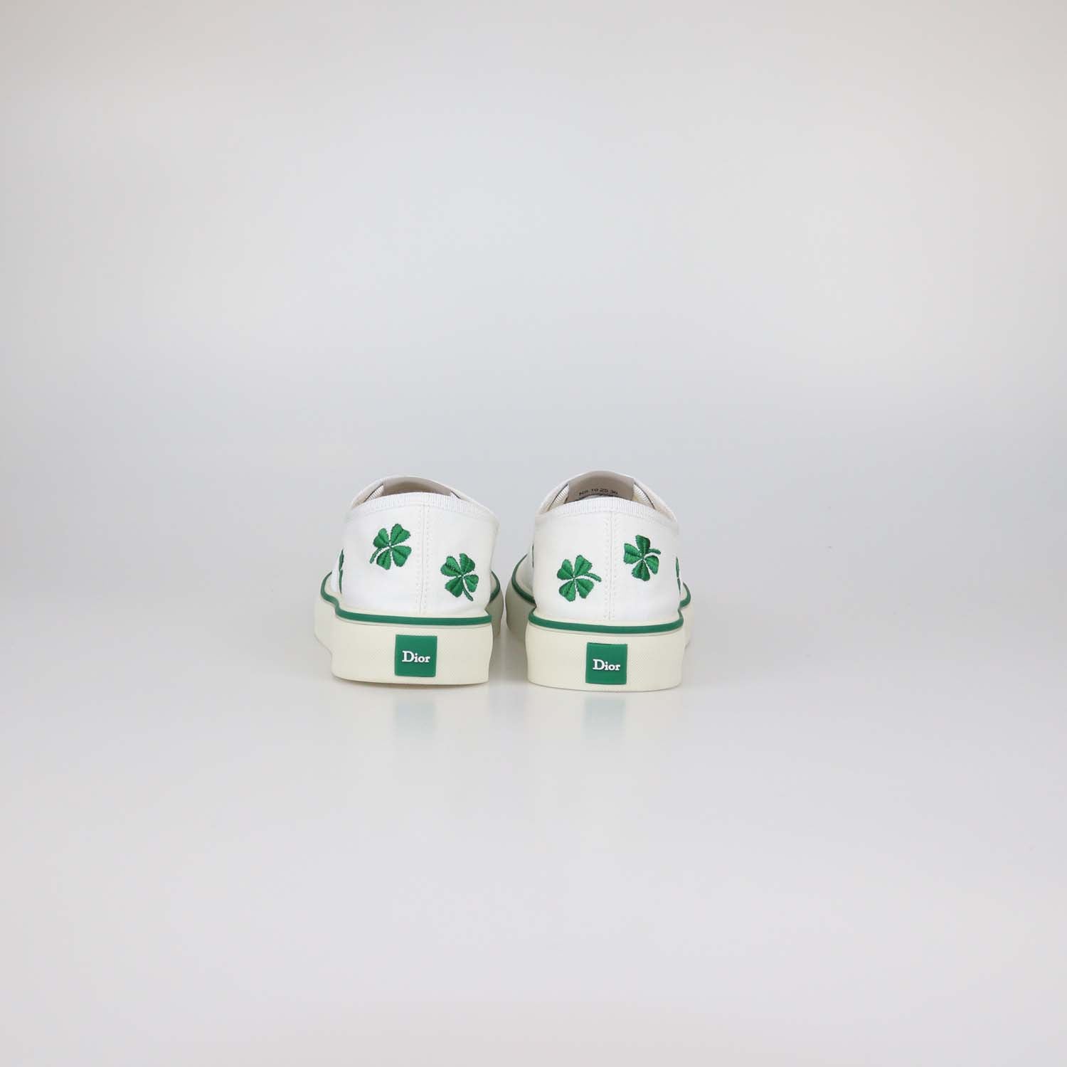 Christian Dior White/Green Canvas Clover Embroidered Saltwind Sneakers