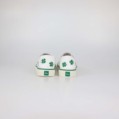 Christian Dior White/Green Canvas Clover Embroidered Saltwind Sneakers