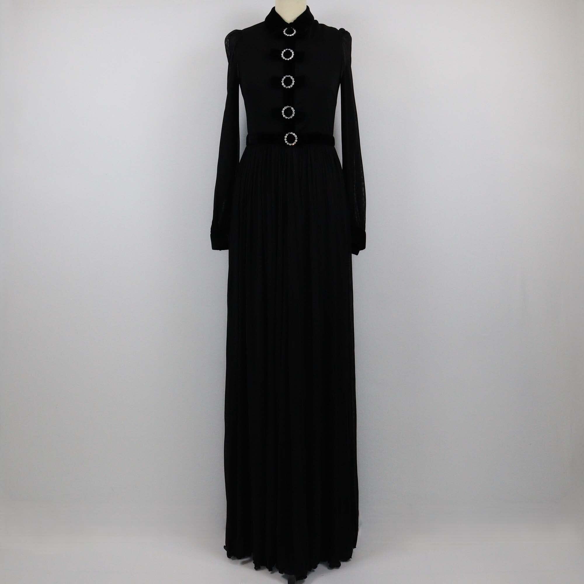 Gucci Black Jersey Bow Detail Maxi Dress