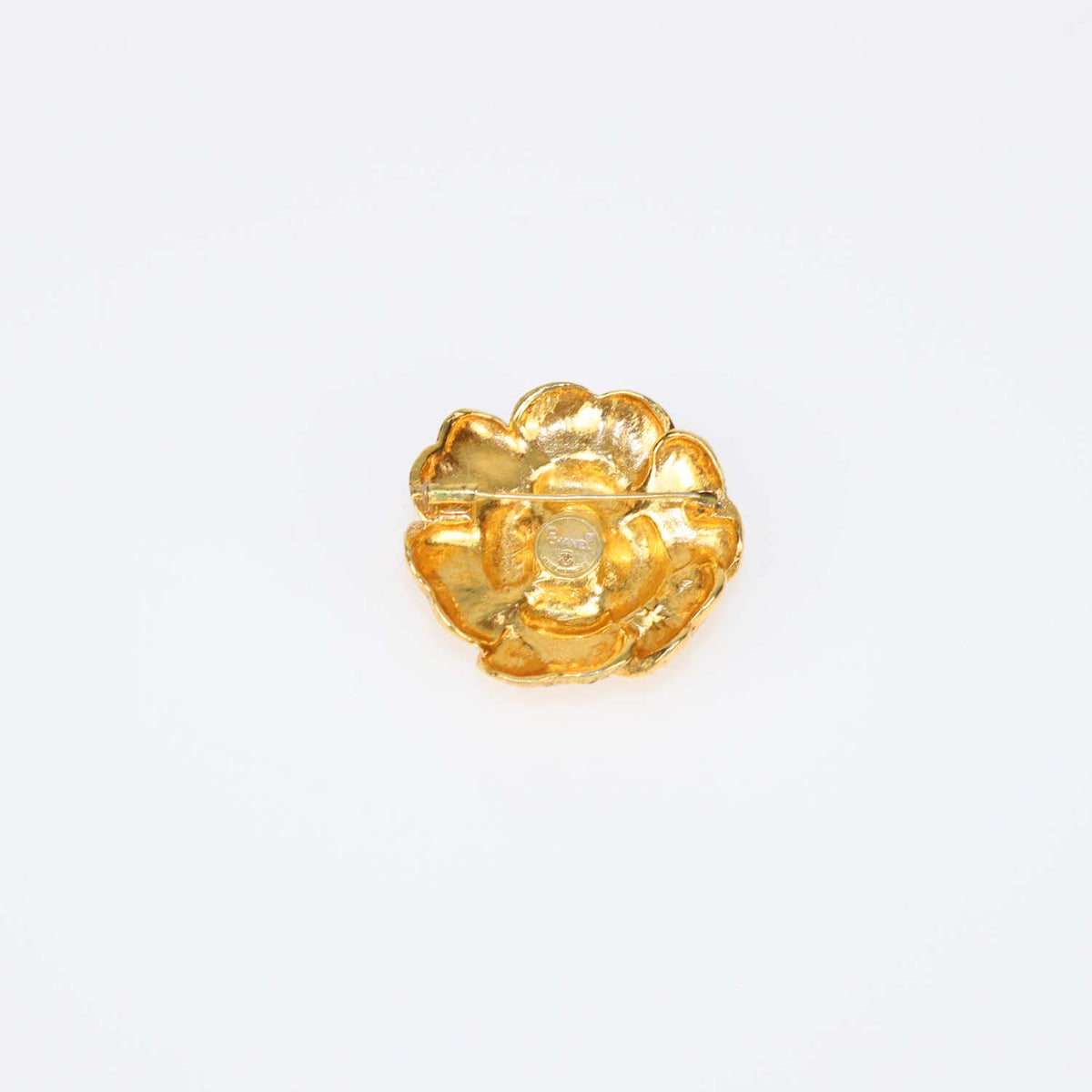 Chanel Gold Tone Camellia Brooch