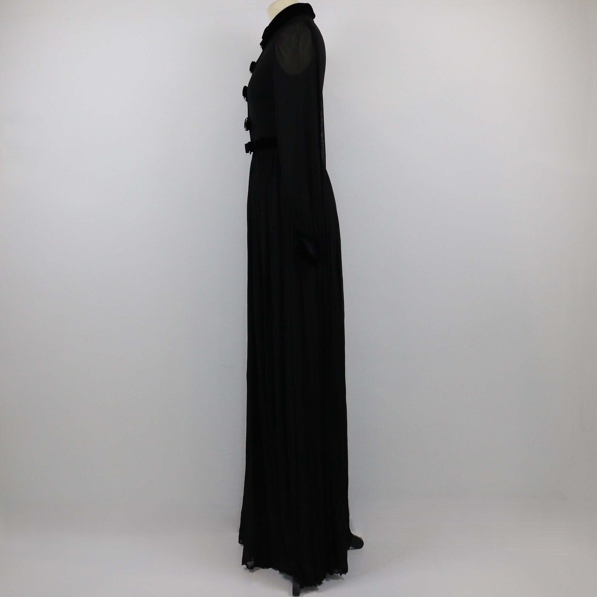 Gucci Black Jersey Bow Detail Maxi Dress