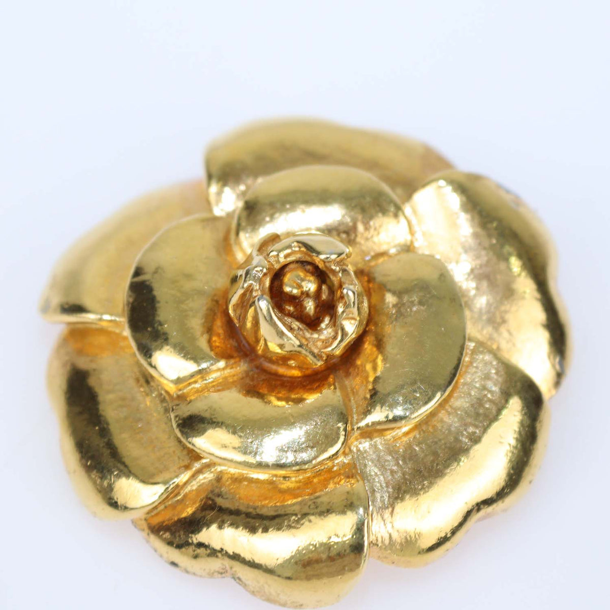Chanel Gold Tone Camellia Brooch