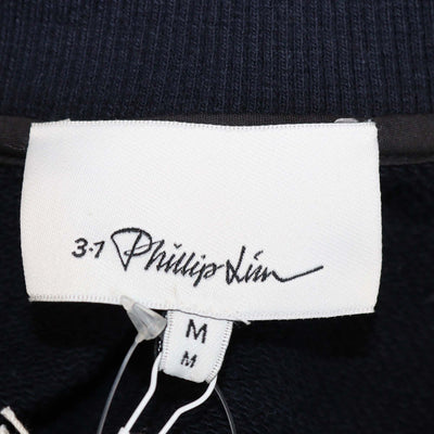 3.1 Phillip Lim Navy Blue/Black Cotton Floral Lace Sleeves Sweatshirt