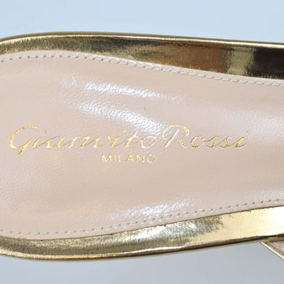 Gianvito Rossi Gold Leather Crystal Jaipur Mules