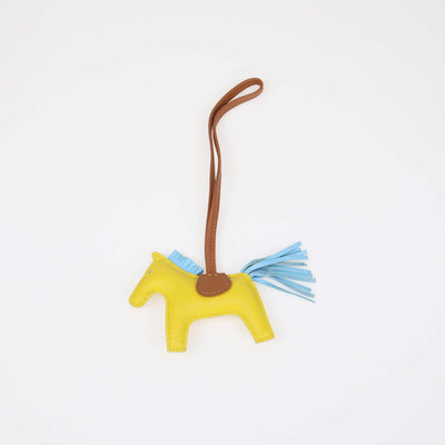 Hermes Yellow, Brown Leather PM Grigri Rodeo Bag Charm