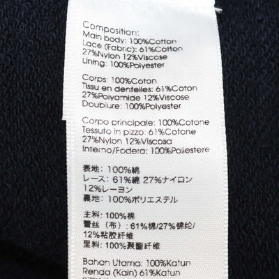 3.1 Phillip Lim Navy Blue/Black Cotton Floral Lace Sleeves Sweatshirt