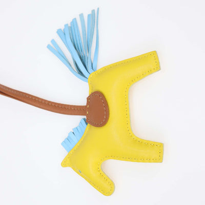 Hermes Yellow, Brown Leather PM Grigri Rodeo Bag Charm